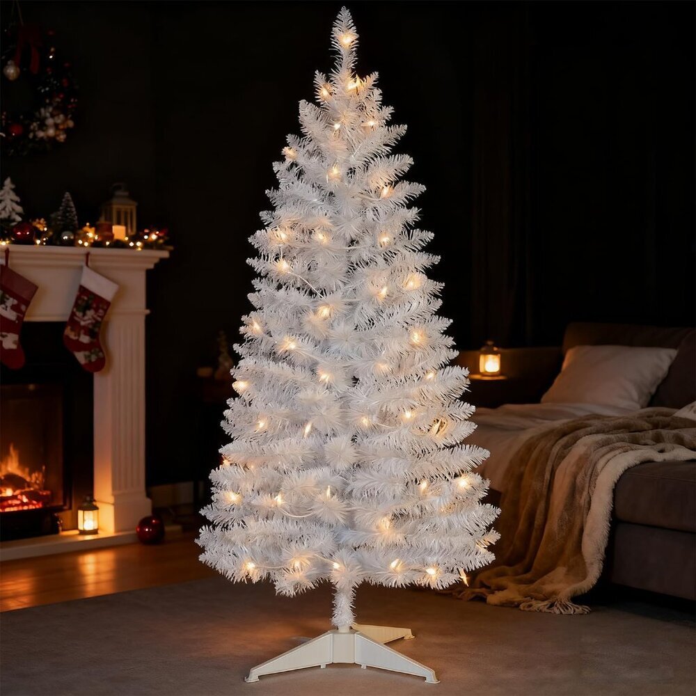 4ft Lighted Artificial White Christmas Tree | Small Christmas Tree, Not Pre-lit
